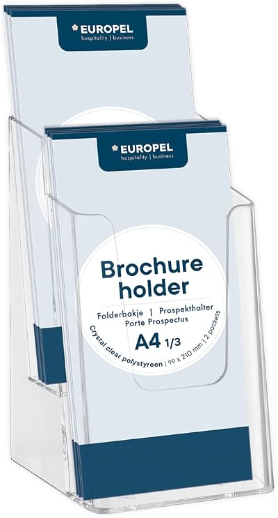 Europel 2-Tier Leaflet Holder 1/3 A4 Portrait Acrylic Brochure Display