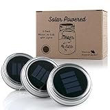 Solar Mason Jar Lights - 3 Pack of Lids for Regular Mouth Mason Jars - Soft White Color - 8 Fairy Lights per string for a firefly effect