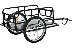 DKZ Foldable Cargo Bike Trailer Bicycle Cart Wagon Trailer w/Hitch, 110lbs Max Load Steel Frame Heavy Duty Bicycle Cargo Wagon Trailer for Carrying Stuff Luggage Plants Tools, Black
