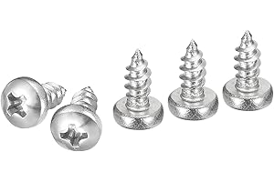 DTGN #4x1/4 Phillips Pan Head Self-Tapping Screw - 100Pack - Bright Finish 304 Stainless Steel Sheet Metal Screws Wood Screws