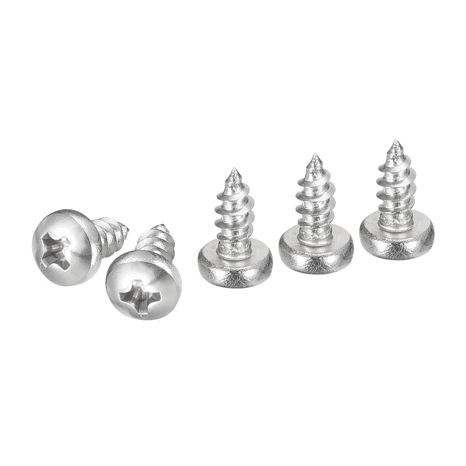 DTGN #4x1/4" Phillips Pan Head Self-tapping Screw - 200Pack - Bright Finish 304 Stainless Steel Sheet Metal Screws Wood Screws