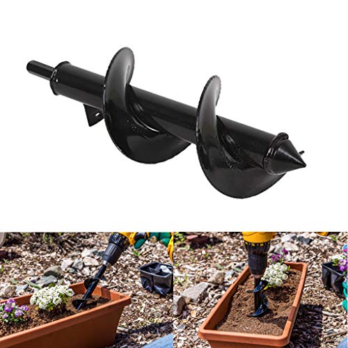 Auger Drill Bit, SuperThinker Steel Gardening Earth Auger Hole Digger For Planting Bedding Bulb Seedlings Plant Auger(3” x 9.8”) - Thumbnail 3
