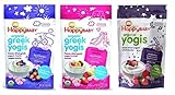 Happy Baby Organic Yogis Freeze-Dried Yogurt & Fruit Snacks 3 Flavor Sampler Bundle: (1) Blueberry Purple Carrot Greek Yogis, (1) Strawberry Banana Greek Yogis, and (1) Mixed Berry Yogis, 1 Oz. Ea.
