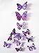 NewNewStar 12PCS 3D Purple Butterfly Wall Stickers New Home Art Decor Decoration Decals - DIY Removable 3D Vivid Special Man-made Lively Butterfly