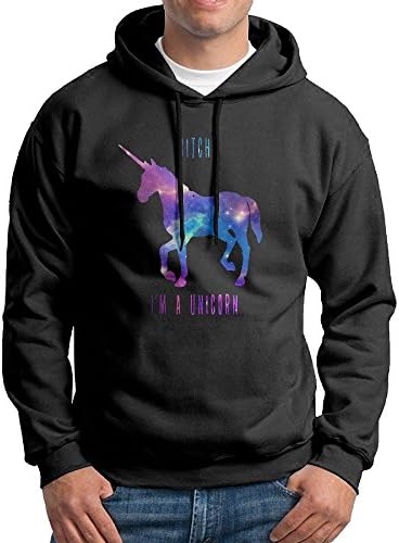 Bitch I'm A Unicorn Casual Mens Long Sleeve Hoodie Sweatshirt Drawstring XXL