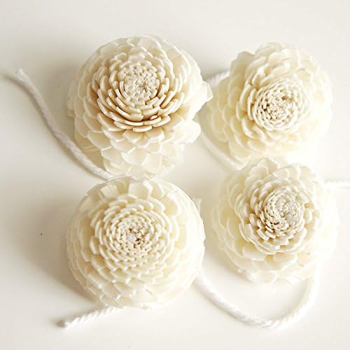 Exotic Elegance Set of 4 Jasmine Sola Flower Diameter 2" with Cotton Rope for Aroma Oil Diffuser.