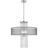 Livex Lighting 43205-91 Bella Vista - Four Light Chandelier, Brushed Nickel Finish with Translucent Black Fabric Shade with C