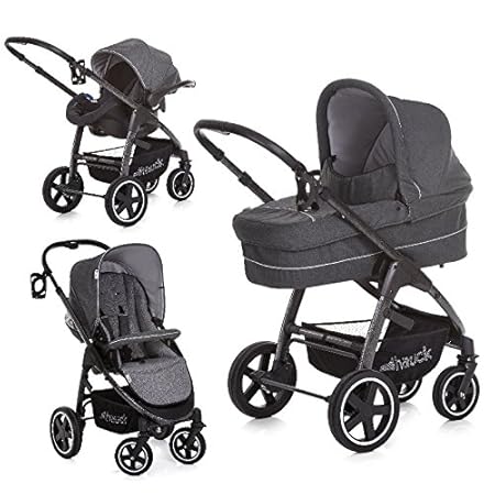 Hauck 143186.0 Soul Plus Trio Set Kinderwagen Komplettset Beluga, grau