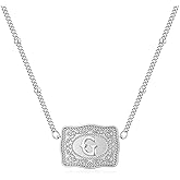 Decixde Initial Letter Necklace for Women Embossed Belt Buckle Necklace Sliver Personalized Letter Pendant Necklace Trendy Initial Letter jewelry for Women
