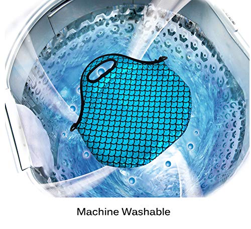 Insulated Lunch Bag, Neoprene Shoulder Lunch Tote Boxes Bags for Women Men Kids Work Office Outdoor Picnic Travel, Mermaid Scale (Blue) - Thumbnail 4