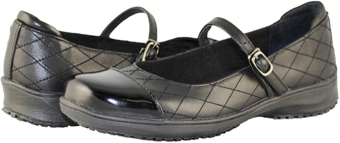 Townforst Womens Slip Resistant Black Leather