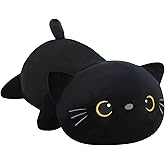 SQEQE Weighted Black Cat Plush, Weighted Black Cat Stuffed Animal, Cute Plushies Soft Pillow Toy Gift for Kids Adults 9.8 Inch, 0.8 Lbs