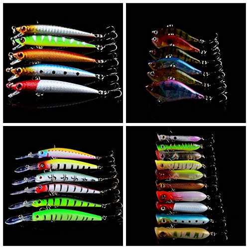 L-MEIQUN, 66pcs Angelköder Set Mixed 10 Varisized Modell Fischen Wobbler Minnow/Kurbel/Bleistift/VIB Köder Und Popper… – Bild 4