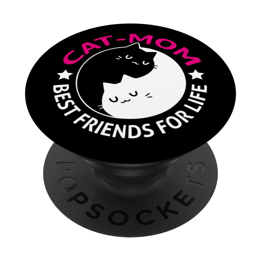 Cat Mom Best Friends For Life Ying Yang Cat Lover PopSockets Swappable PopGrip