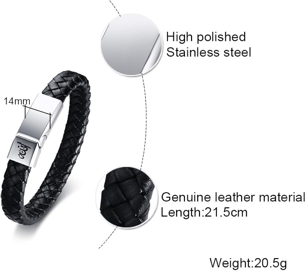MPRAINBOW Personalized Free Engraving Custom Stainless Steel Link Chain Bracelet for Men,21.5cm,Adjustable