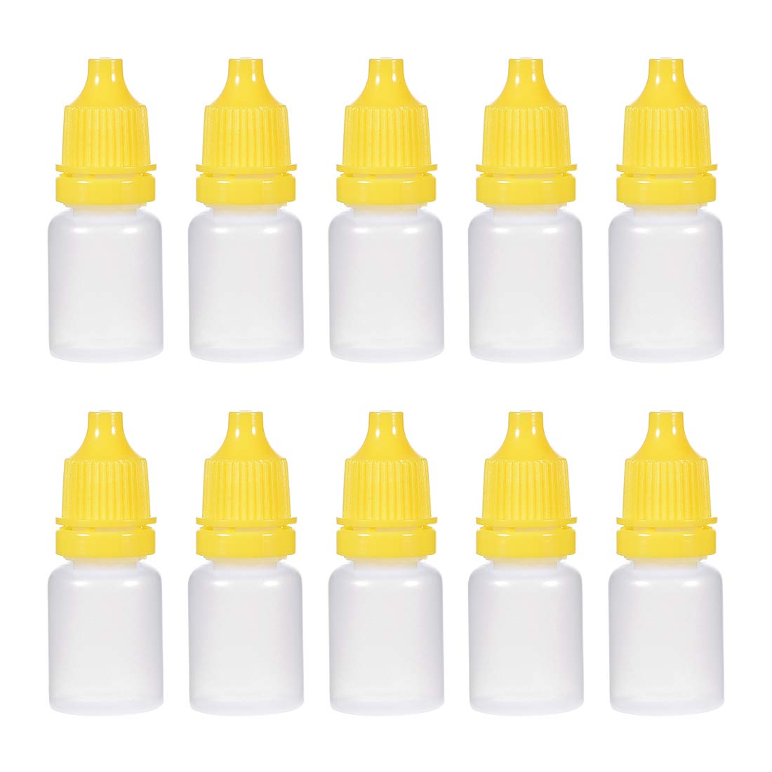 uxcell Plastic Dropper Bottles, 5ml/0.17 oz Empty Squeezable Dropper Bottle with Cap, Yellow, Pack of 50