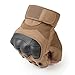 JIUSY Tactical Gloves Military Fingerless Hard Rubber Knuckle Half Finger for Army Gear Sports Driving Shooting Paintball Riding Motorcycle Hunting Gloves Size Medium Brown