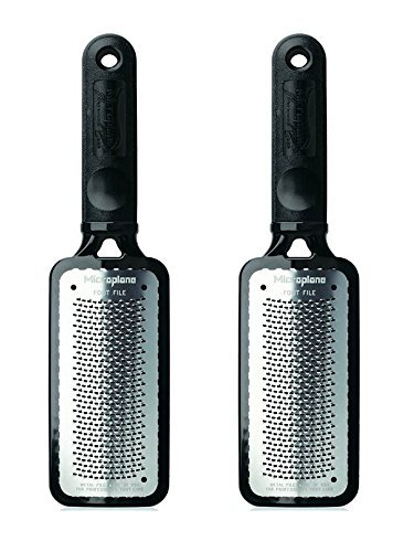 Microplane Colossal Pedicure Foot Rasp, Large Surface Foot File, Pack of 2 Black, No Soak Needed, Eliminate Thick Callused Skin, Professional Foot Care for Smooth Feet