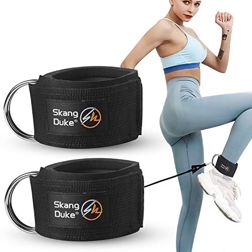 SKANG DUKE Fitness Padded Ankle Straps for Cable Machines for Kickbacks, Glute Workouts, Leg Extensions Exercise,and Hip Abductors, Adjustable Neoprene Ankle Cuff (Black, 1pc with Plastic Bag)