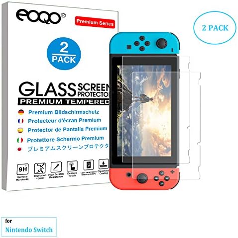 eoqo® Tempered Glass Screen Protector for Nintendo Switch 2017 Slim 9H Hardness HD Clear Bubble Free Anti-Fingerprint Oil Stain&amp;Scratch Coating (2 Pack)