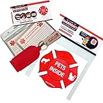 OFTO ICE Kit - 4 Wallet-Sized In Case of Emergency Contact Cards, 2 "My Pet is Home Alone" Key Fobs, a Waterproof Pouch & Self-Sealing Laminated Pouch + 2 Reflective Pets Inside Stickers USA MADE