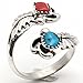 L7 Trading Adjustable Ring Featuring Turquoise & Coral Stones Handcrafted by Navajo Artist Belin