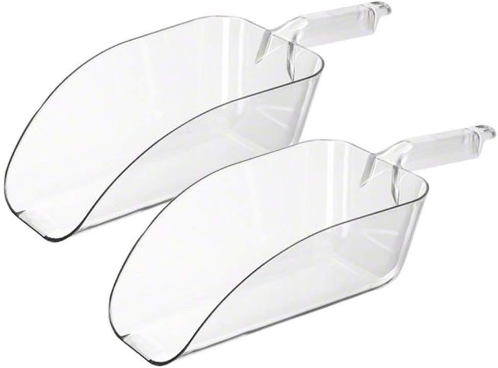 (2 Pack) 64-Ounce Clear Polycarbonate Scoop, Large Plastic Ice Scoop, Candy Scoops, Popcorn Scoops, Heavy-Duty Utility Scoops by Tezzorio