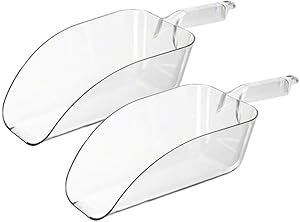 (2 Pack) 64-Ounce Clear Polycarbonate Scoop, Large Plastic Ice Scoop, Candy Scoops, Popcorn Scoops, Heavy-Duty Utility Scoops by Tezzorio