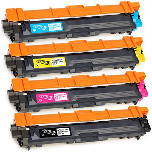 JIMIGO 4-Pack TN221 TN225 Compatible Toner Cartridges for Brother TN221 TN225 TN-221 TN-225 toner, Work with Brother HL-3170CDW HL-3140CW HL-3180CDW, Brother MFC-9130CW MFC-9330CDW MFC-9340CDW