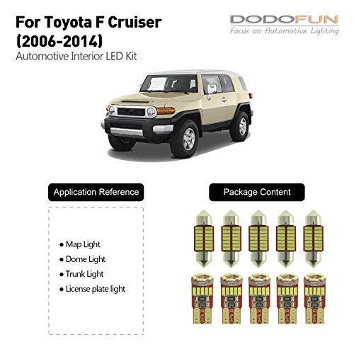 DODOFUN Deluxe Interior LED Light for 2006-2014 Toyota FJ Cruiser (10-pc Bulb 6000k)