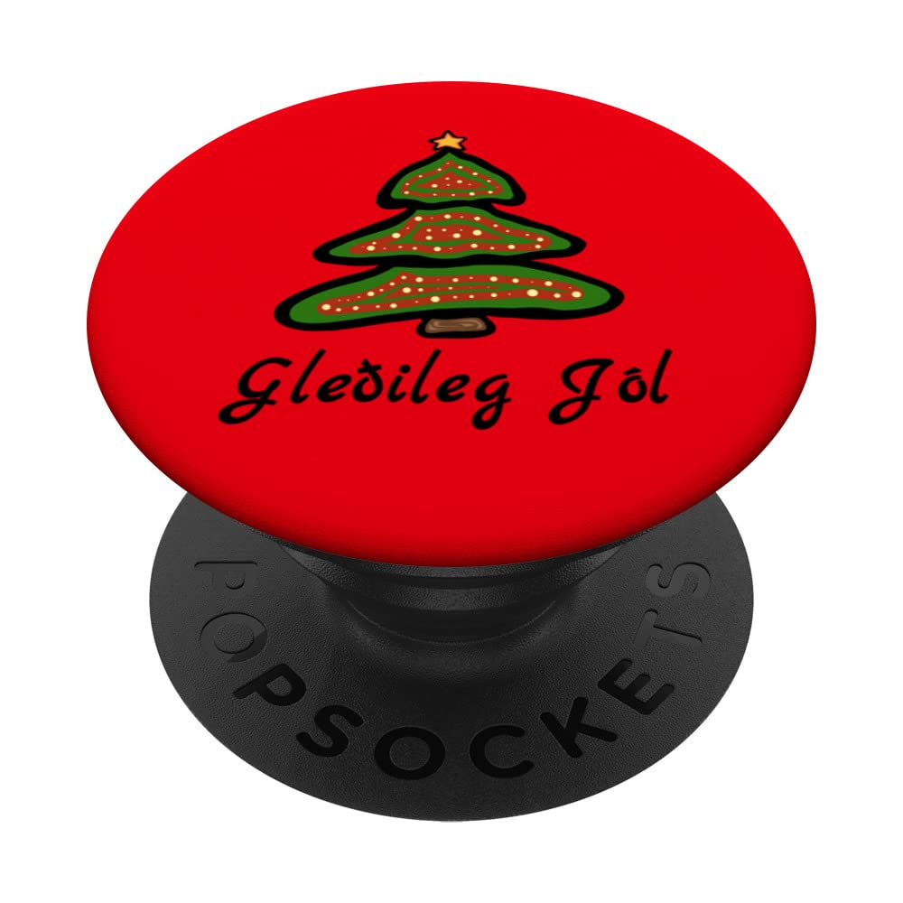 Gledileg Jol Iceland Christmas Tree Icelandic Greeting PopSockets Swappable PopGrip