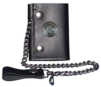 Custom United States Navy Black Trifold Chain Wallet. MADE IN USA at Amazon Men’s Clothing store: