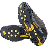 OuterStar Ice &amp; Snow Grips Over Shoe/Boot Traction Cleat Rubber Spikes Anti Slip 10-Stud Crampons Slip-on Stretch Footwear S/M/L/X-L(Extra 10 Studs)