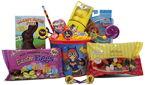 DC Super Hero Girls Easter Basket | Great for Little Boys and Girls | Pre Filled with Stuffers, Chocolate, Candy, Treats and Toys | Perfect for Kids of Most Ages