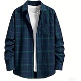 NUOREEL Men's Regular Fit Long Sleeve Plaid Flannel Shirt, Button Down Shirts Casual Shirts