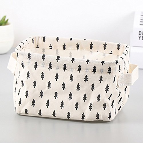 Qisc Nonwoven Cloth Organizers Basket Cubes with Dual Handles for Gift (7.96.34.5") (White C)