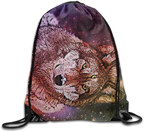 Fantasy Wolf Gym Drawstring Backpack Unisex Portable Sack Bag