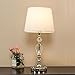 POPILION Modern Style Chrome Bedroom Livingroom Crystal Bedside Table Lamp,Desk Lamps with White Fabric Shade for Bedroom, Dresser, Living Room, Kids Room, College Dorm, Coffee Table, Bookcase