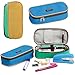2 Pack(Blue+Green Colors) Pencil Case,IPOW Homecube Big Capacity Pen Bag Makeup Pouch Durable Students Stationery With Double Zipper