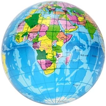 FINERINE Stress Relief World Map Foam Ball Atlas Globe Palm Ball Planet Earth Ball (76mm)