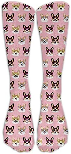 Corgi Mustache Glasses Hipster Compression Socks Long Socks Athletic Sports Socks For Running Fitne Basketball Volleyball