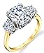 Metal Masters Co. Sterling Silver 925 Meghan Markle 14K Gold Plated Cushion Cubic Zirconia Wedding Engagement Ring