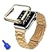 Apple Watch Band, Creazy Stainless Steel Strap Watch Band+Adapter+Case Cover for Apple Watch 42mm (Gold)