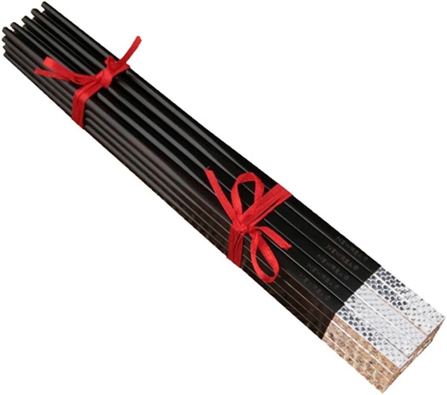 10 Pairs High Grade Madagascar Ebony Wood Pure Silver Head Chinese Chopsticks