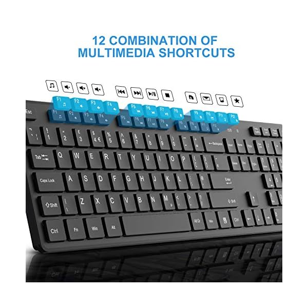 Wireless-Keyboard-and-Mouse-WisFox-24G-Slim-Ergonomic-Keyboard-and-Mouse-Set-with-One-USB-Receiver-Full-Size-Qwerty-Keyboard-Quiet-Computer-Mouse-for-WindowsLaptopPC Keyboard & Mouse Set, Wireless Keyboard and Mouse, WisFox 2.4Ghz Slim Ergonomic Keyboard and Mouse Combos with One USB…