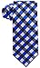 Scott Allan Collection Blue & Black Gingham Plaid Ties for Men - Woven Striped Necktie - Blue and Black Wedding Ties for Groom