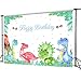 Mocsicka Dinosaur Birthday Backdrop 7x5ft Dinosaur Theme Party Happy Birthday Photo Backdrops Green Leaves Woodland Cake Table Banner Photography Studio Background