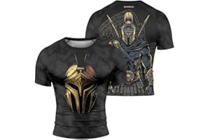 RASHNINJA Spartan Training Base Layer – Men’s Short Sleeve Rash Guard for Jiu Jitsu BJJ Grappling & MMA