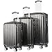 Coolife Luggage Expandable 3 Piece Sets PC+ABS Spinner Suitcase 20 inch 24 inch 28 inch (black)