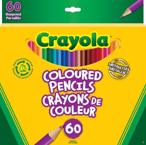 Crayola 60 Coloured Pencils, Adult Colouring, Bullet Journaling, School and Craft Supplies, Drawing Gift for Boys and Girls, Kids, Teens Ages  5, 6,7, 8 and Up, Holiday Gifting, Stocking Stuffers, Arts and Crafts